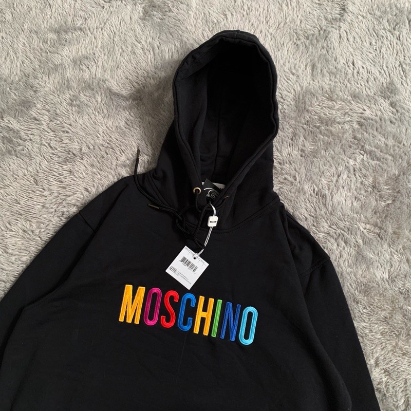 Sweater Hoodie Moschino Rainbow Bordir Fulltag &amp; Lebel