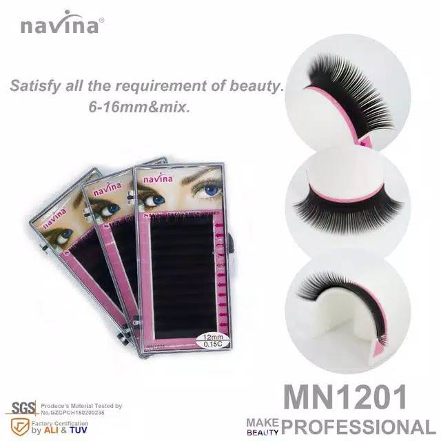 (READY STOCK) NAVINA Eyelash Extension 0.15 C dan 0.15 D single size lembut di mata halus 12 baris