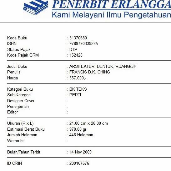 

READYY Buku Arsitektur Bentuk Ruang Dan Tatanan Francis D K Ching ORIGINAL PROMO