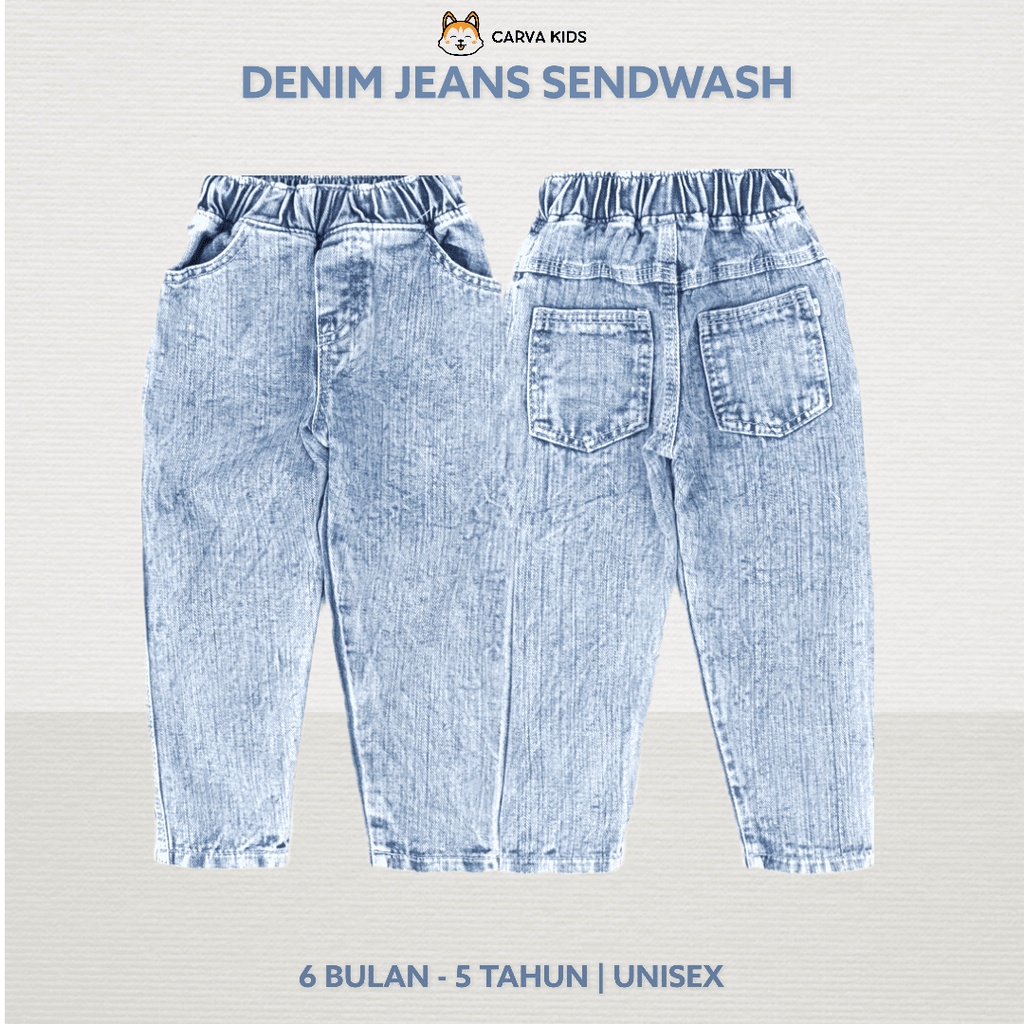 CELANA PANJANG CARVA JEANS SENDWASH ICEWASH ANAK LAKI LAKI BAYI PEREMPUAN BESTSELLER