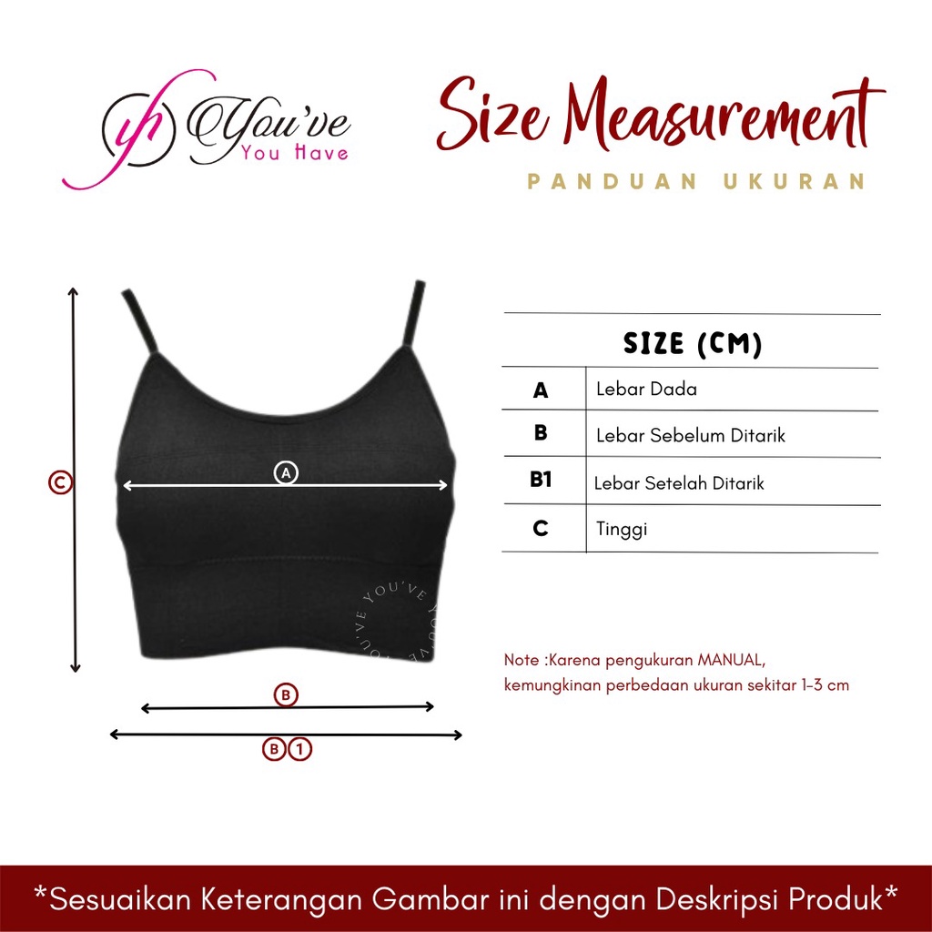 You’ve (YouHave) Tanktop Tali Spaghetti Tank Top Wanita Tali Tipis Busa Bra Sport Bra 100053-6