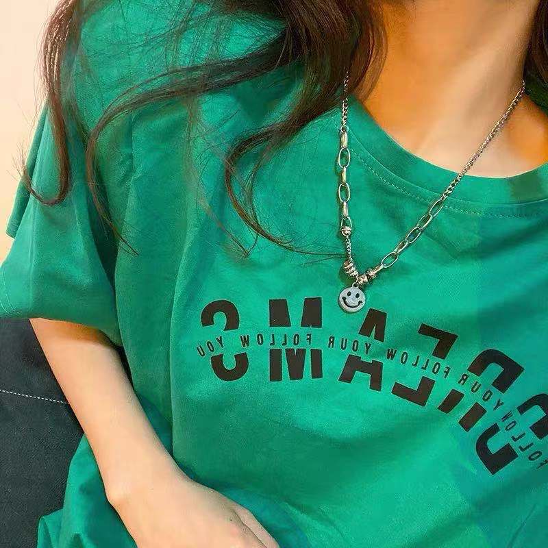 Smiley kalung wanita in hip hop niche desain gaya dingin kalung wanita musim panas 2021 baru tidak m