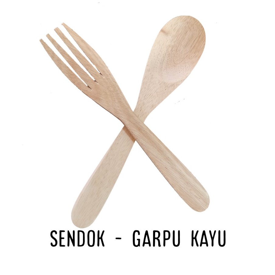 Sendok Kayu Makan / Set Sendok Garpu Bahan Kayu