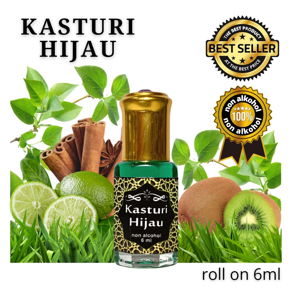 Parfum KASTURI HIJAU 100% Bibit Murni non ALKOHOL 6ml