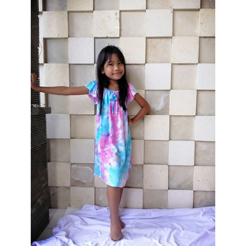 Dress Kara Tie Dye Anak / Dress Anak Perempuan / Dress Rayon Anak / Dress Tie Dye Anak