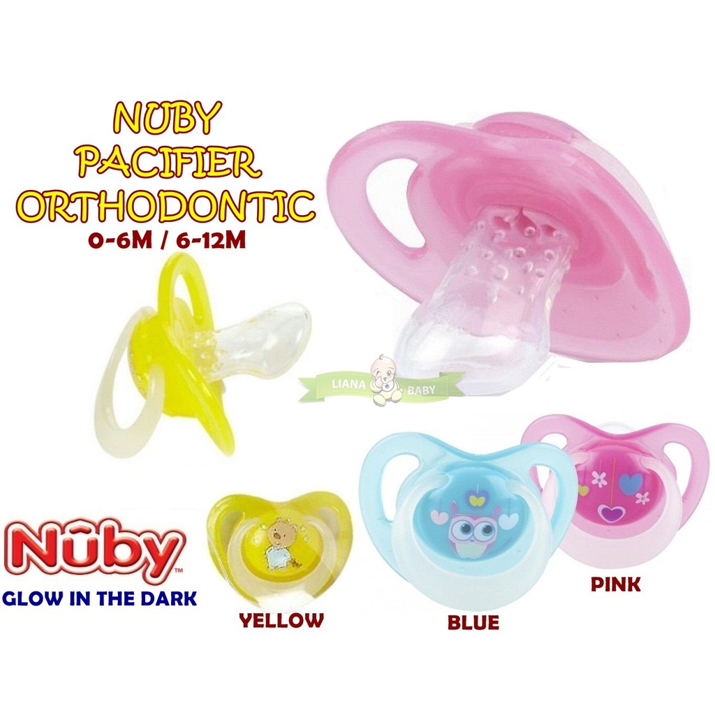 NUBY PACIFIER ORTHODONTIC GLOW IN THE DARK EMPENG NUBY ready 6-12m