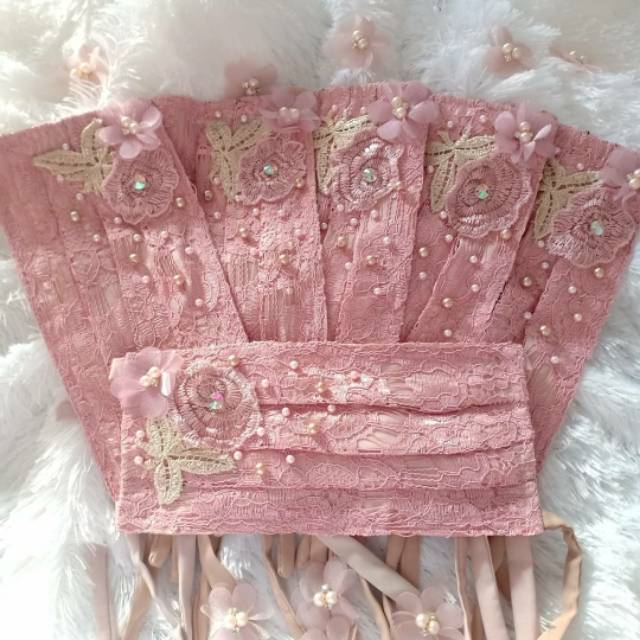 87 PINK NUDE Masker Kain Brokat Renda Brukat Centil Payet 87 PINK NUDE Masker Kain Brokat Renda Brukat Centil Payet