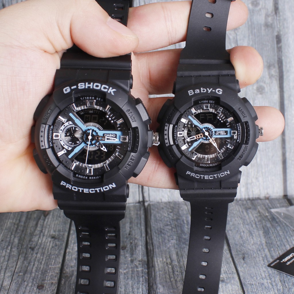 Jam tangan CASIO COUPLE G-Shock & Baby-G Jeans Denim digital analog pria & wanita