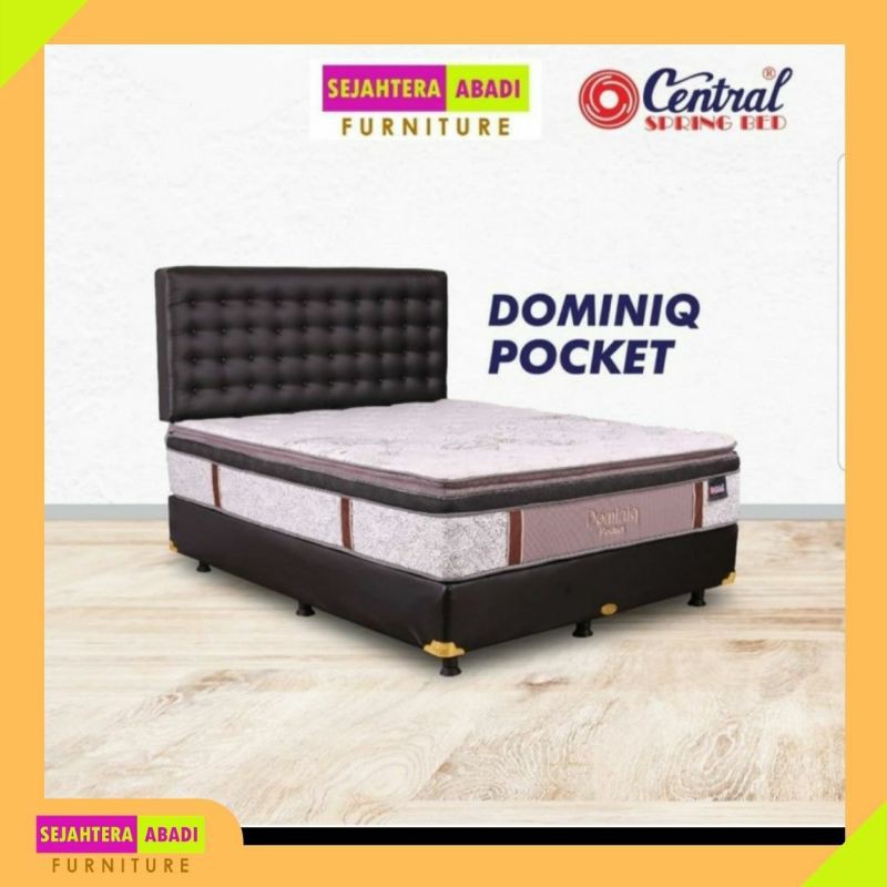 Springbed Central Dominiq Pocket Kasur Matras Tebal Mewah Premium Foam Busa Spon Plushtop Bet Set Bi