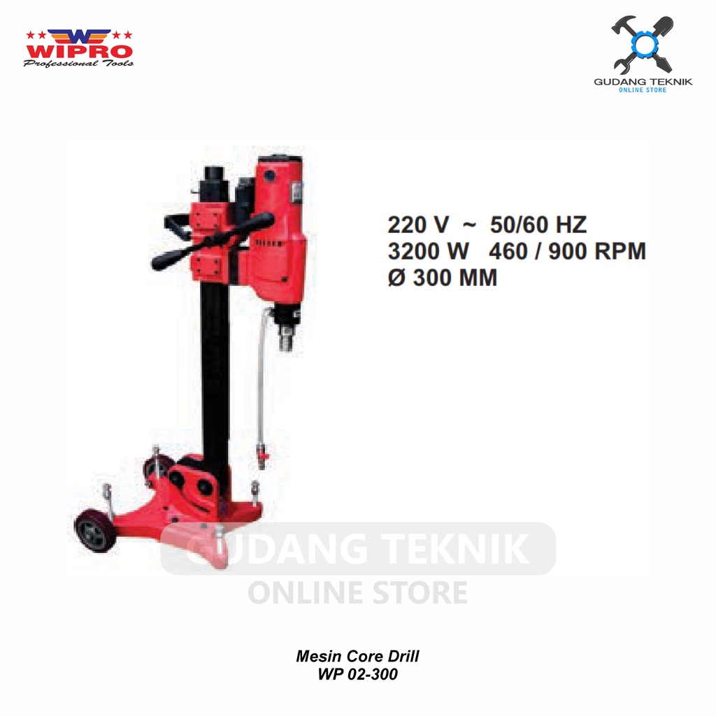 Mesin Core Drill WP02-300 WIPRO / Mesin Bor Coring Beton WIPRO - Diamond Core Drill Max 300 mm