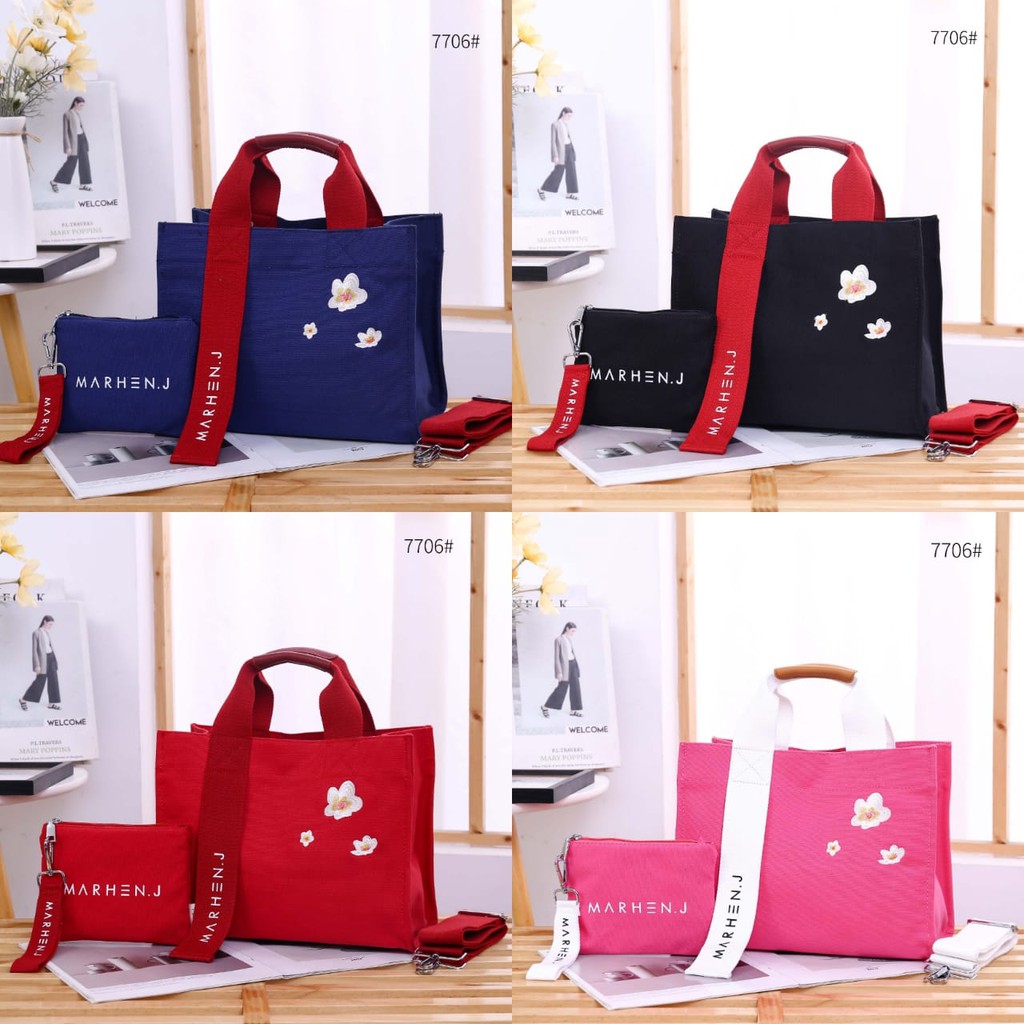 CK01 MARHEN J RICO CANVAS TOTE BAG SET POUCH 7706 TAS WANITA TAS IMPOR