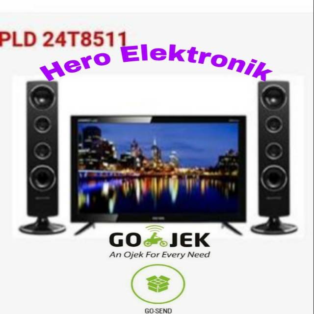 LED TV Polytron 24 inchi PLD-24T8511+Tower speaker-cinemax series