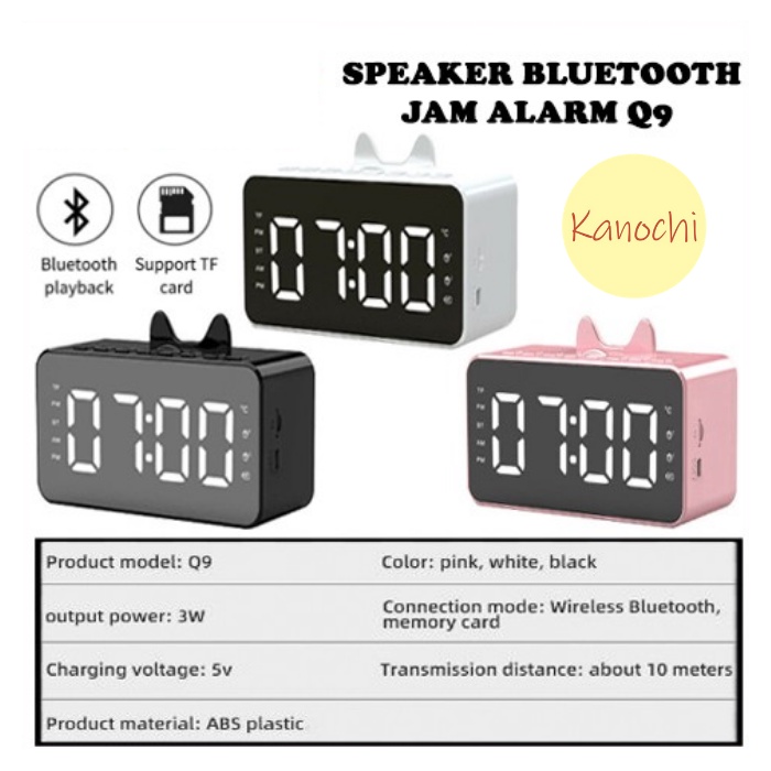 SPEAKER JAM BLUETOOTH Desktop Alarm Q9 LED Digital Clock Display Smart