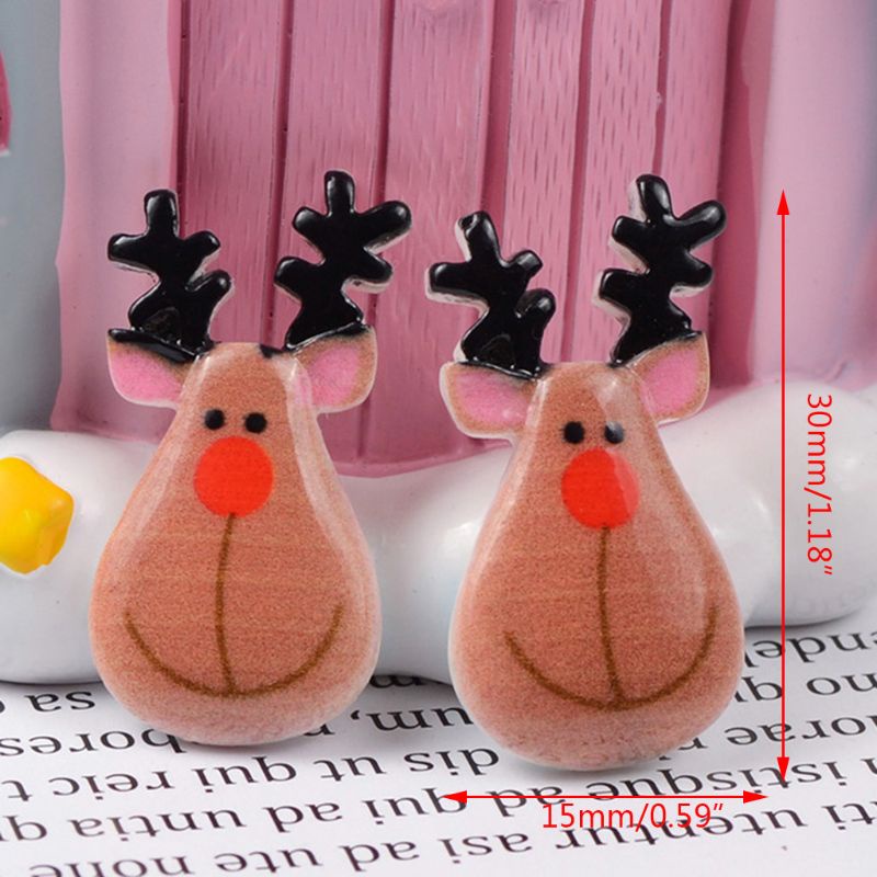 100pcs Kancing Bentuk Kartun Santa Claus Dan Pohon Natal Bahan Resin Untuk Kerajinan Tangan