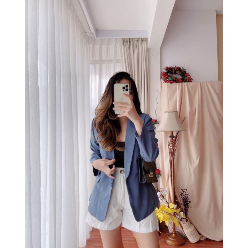 Blazer Blezer Formal Wanita Cewek Perempuan Terbaru Crop Korea Jumbo Lengan panjang Murah