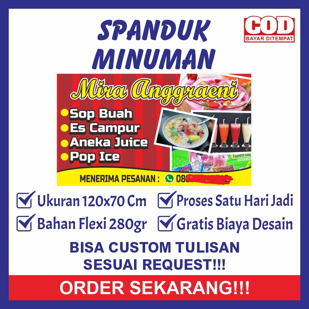 Jual Spanduk Sepanduk Banner Baner Bener Backdrop Plang Usaha Jual Jualan Minum Minuman Es