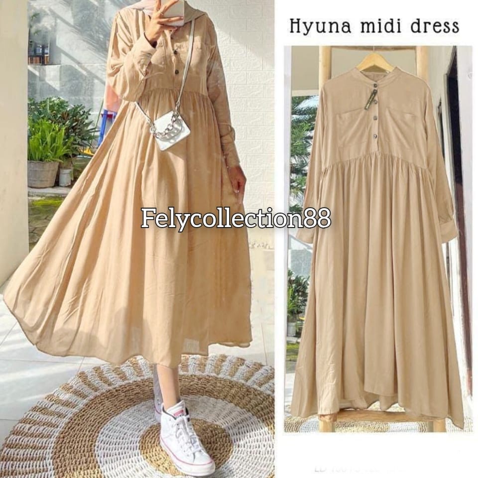 Hyuna Midi Dress // Casual Dress Wanita Terbaru