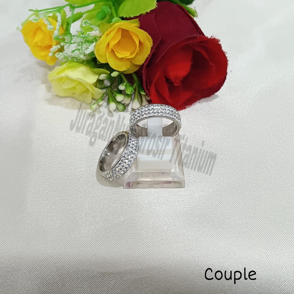 CINCIN Titanium FULL DIAMOND COUPLE/PASANGAN SUPER perhiasan fashion Korea anti karat&amp;anti luntur