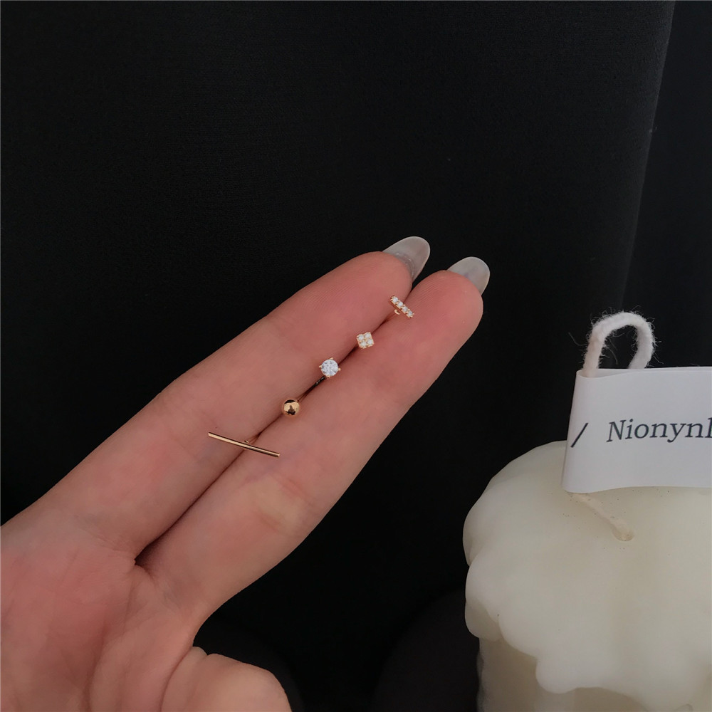 【COD Tangding】5PCS/SET Simple Korea New Fashion Earrings Party Girl Earstuds-8