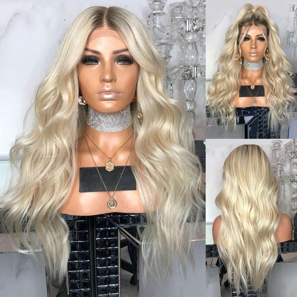 Lily Blonde Rambut Palsu Wanita Sintetis Curly Ombre Hairstyle