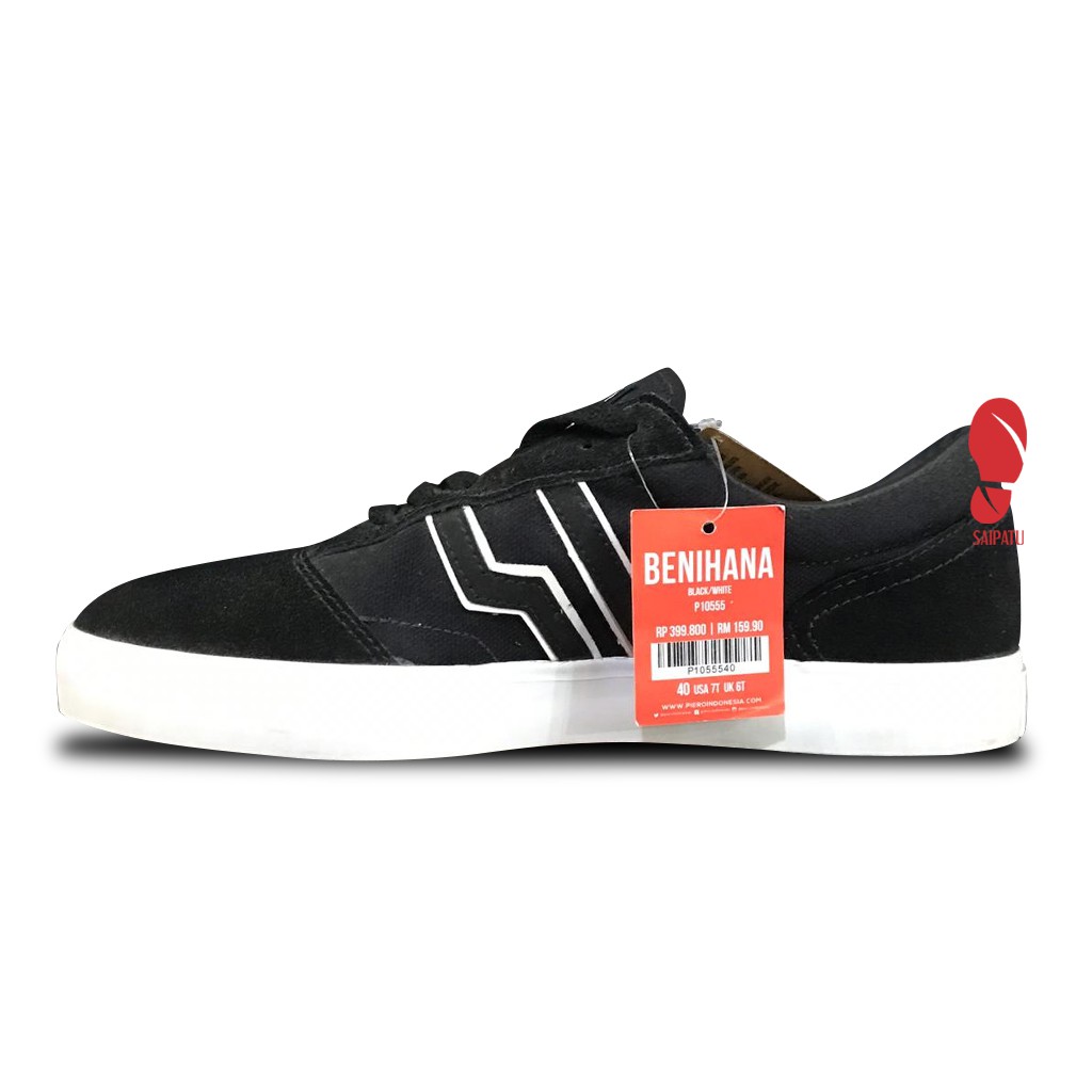 sepatu piero benihana black/white  - hitam putih pendek