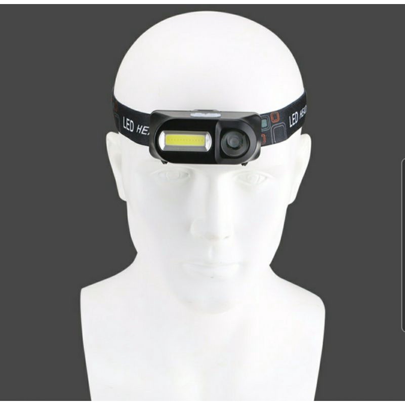 Senter Kepala Led Cob 3Mode KX - 1804 Double Light / Headlamp - Lampu Kepala Led Cob Super Terang