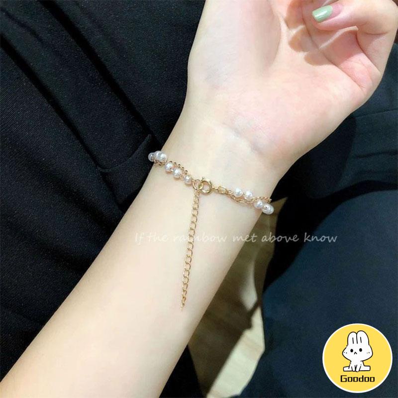 【Ready Stock】Gelang Aksesoris Wanita Mutiara Ganda Sederhana Fashion Korea Wanita Temperamen Manis Perhiasan Gelang -Doo