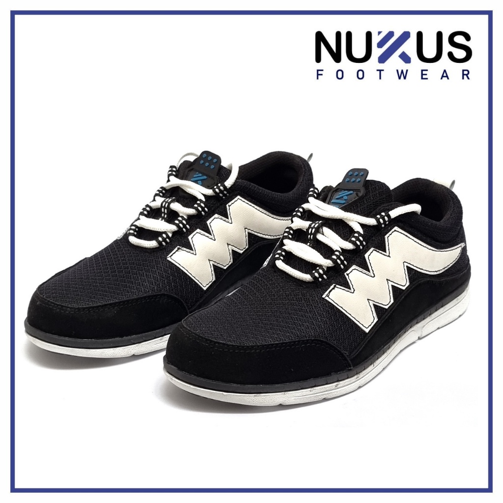 Nukus Sepatu Kets Running Pria Hitam dan Hitam Putih - NKTM 01 GB