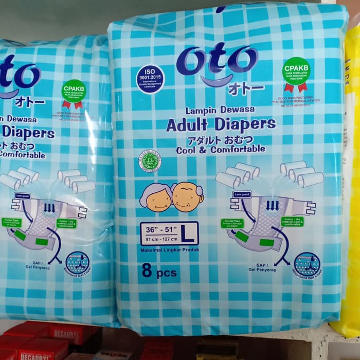OTO Pampers / Popok Dewasa - Popok Perekat - Popok Orang Tua - Popok Lembut - Pampers UKURAN L 8PCS