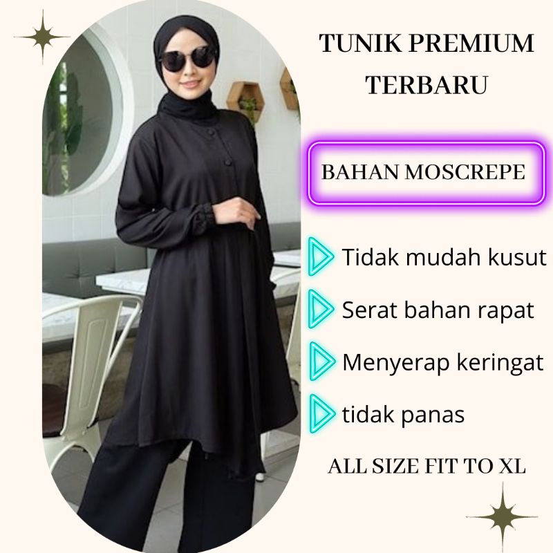 Baju tunik wanita remaja terbaru import kekinian hitam polos 2022