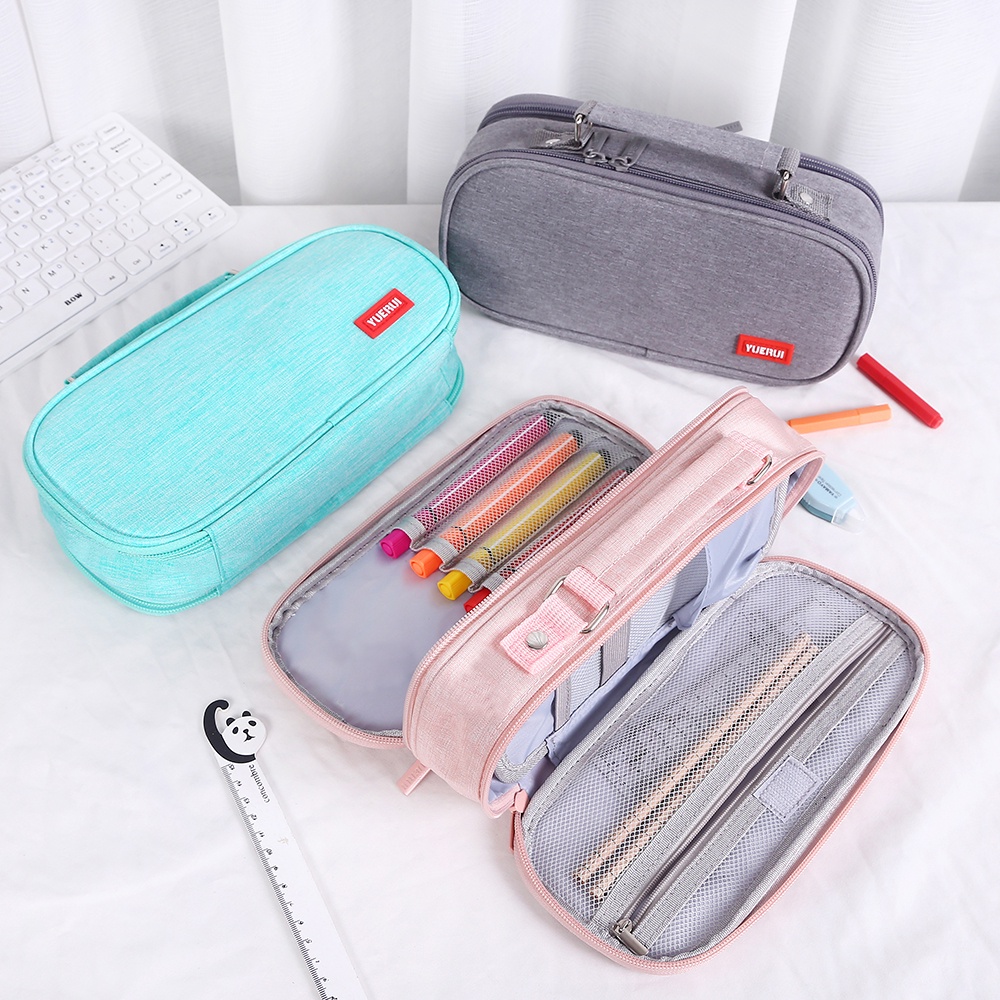 

AGOEE-Pencil Case For Office Trousse Scolaire Korean Stationery Canvas Portable Pen Case Estuches Escolare