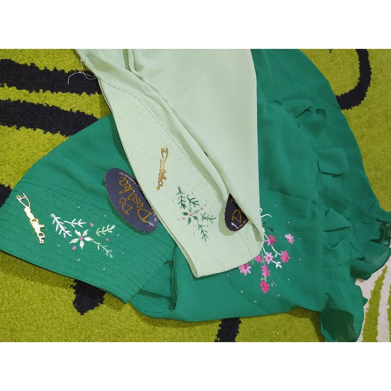jilbab sorong bordir bunga DC  khimar INSTAN BORDIR JILBAB INSTAN ukuran standar