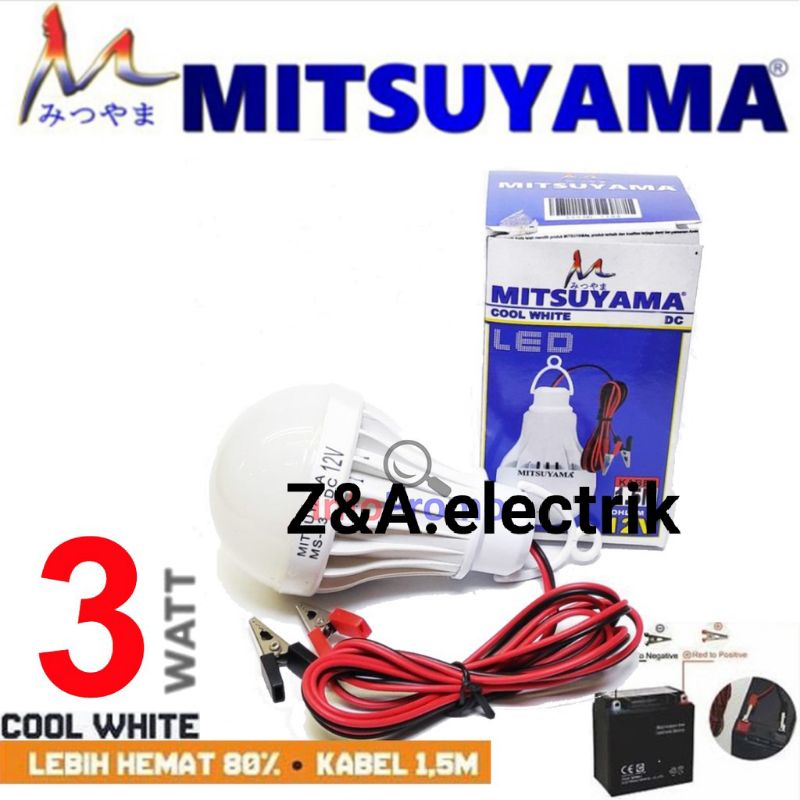 Lampu Bohlam LED 12V MS-7303DC MITSUYAMA 3w + kabel 1,5m