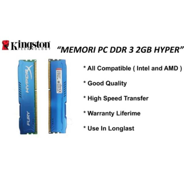 ram 2gb hyper ddr3 memory pc 10600 komputer ram 2 gb hyper ddr 3 kingstone pc10600