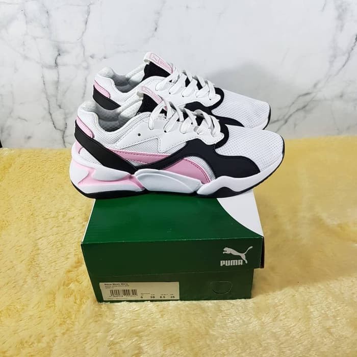 Asli Sepatu Puma Nova 90s White Black Pink Original Murah Sport Running