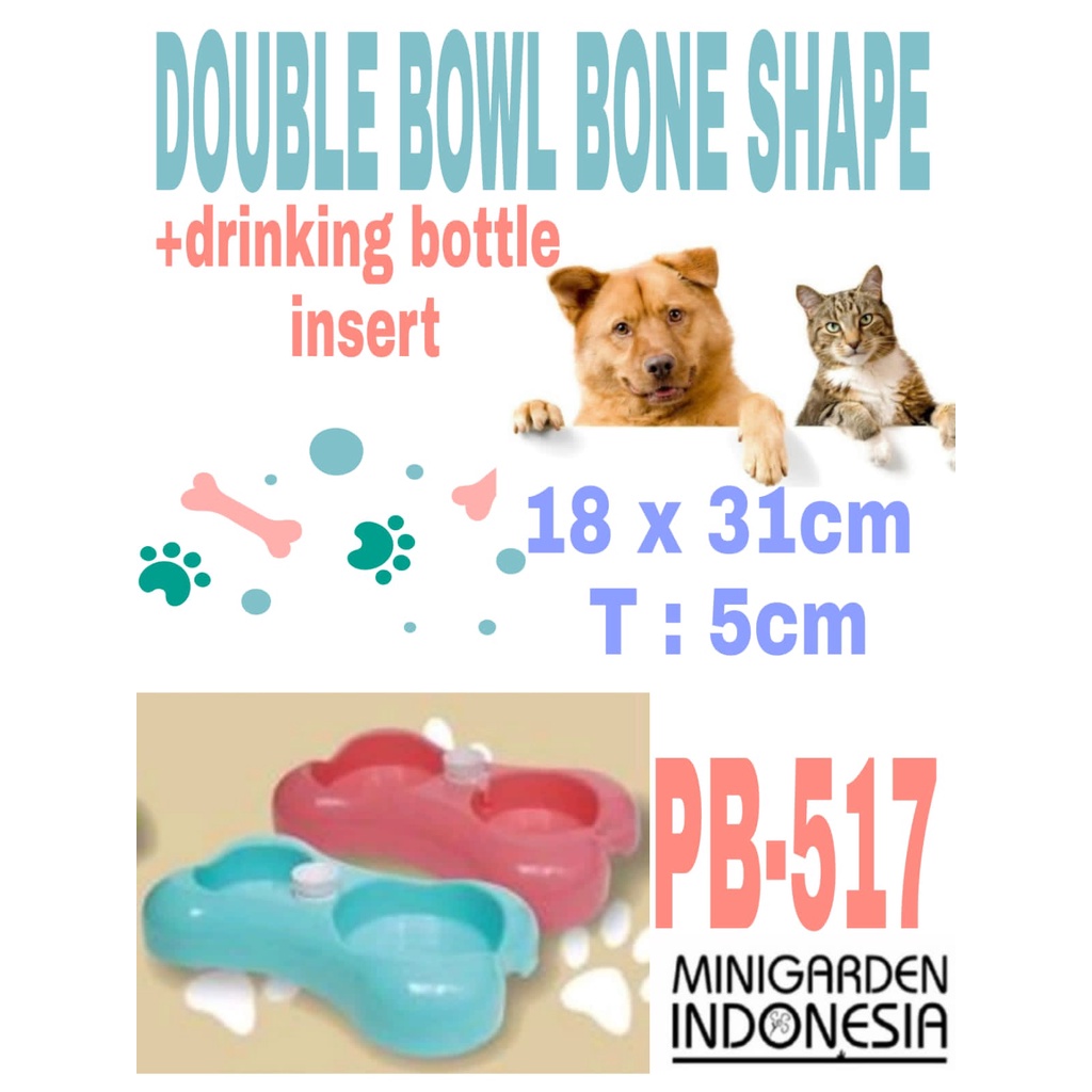 TEMPAT MAKAN ANJING KUCING PB 517 mangkok tempat minum hewan pet bowl double bowl drinking bottle dispenser