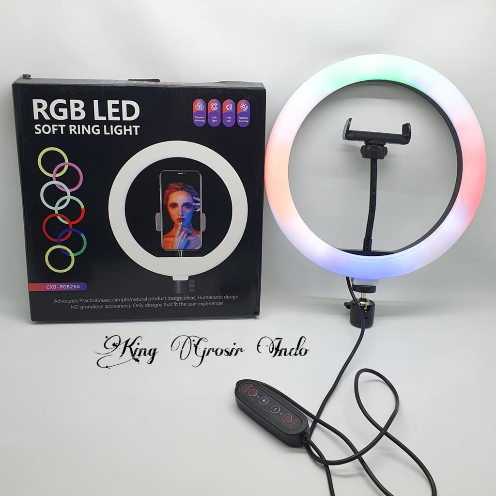 Soft Ring Light RGB LED MJ26 / Lampu Selfie Studio Photo ( 10 Inch / 26 cm )