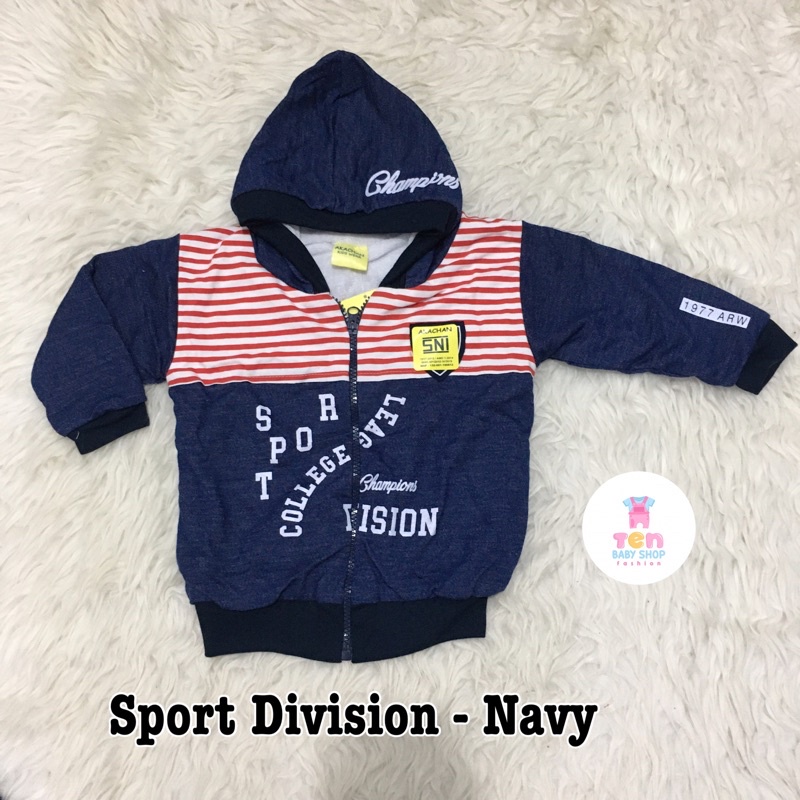 Jaket Jeans Bayi Laki-laki / Baby Boy Akachan (Sweater anak, Cardigan, Coat) AKCH01-XL - Sporty Navy