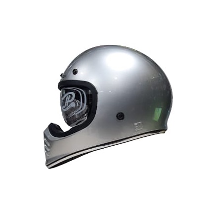 Helm Cakil Retro JPX JP Signature Solid Silver Glossy