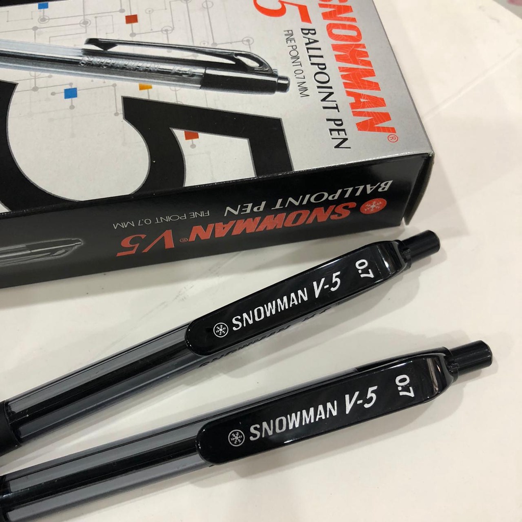 

[HOT ITEM] PULPEN SNOWMAN V5 HITAM BIRU 0.7mm (1 Box isi 12 PCS)