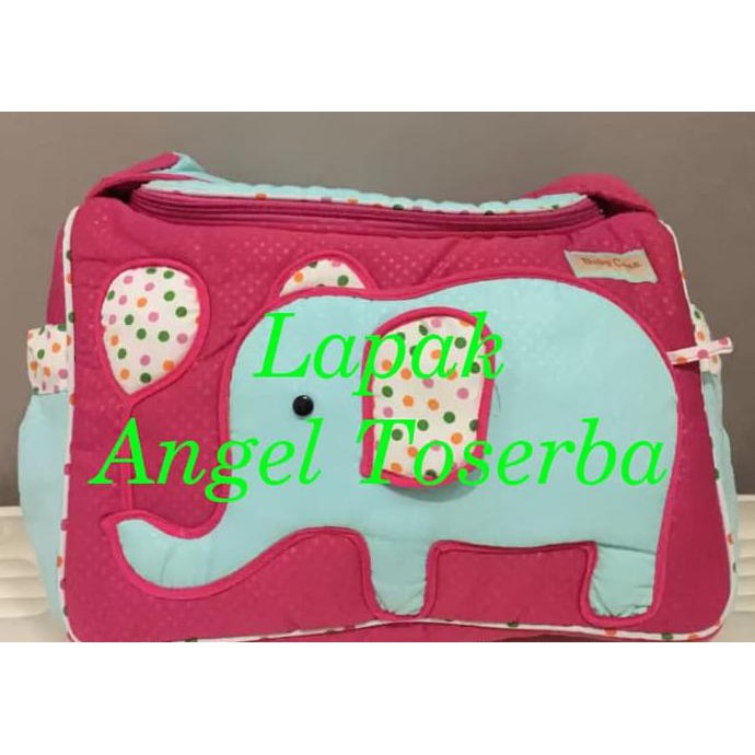 Baby Care Tas Besar Bayi Motif Gajah/Tas Baju/Tas Perlengkapan - Biru