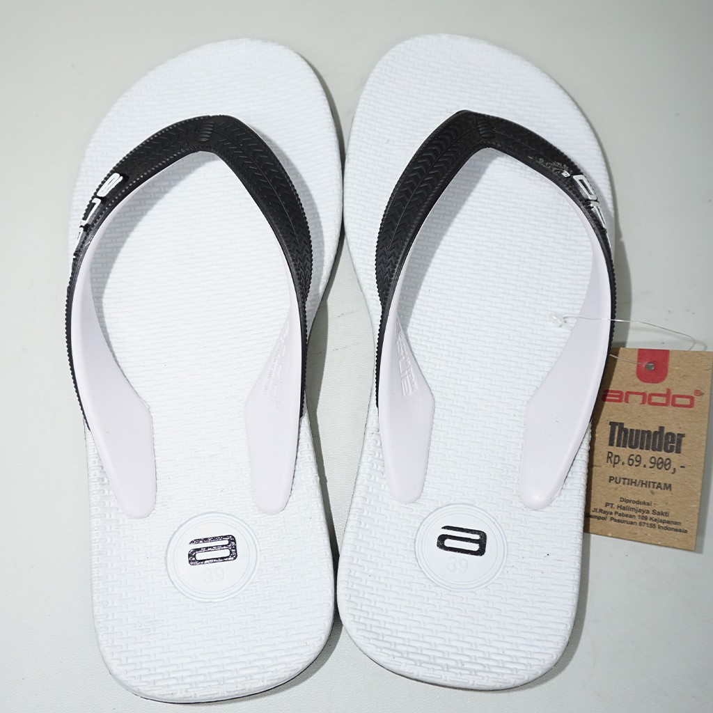 Sandal Jepit Ando Thunder Termurah Putih Hitam