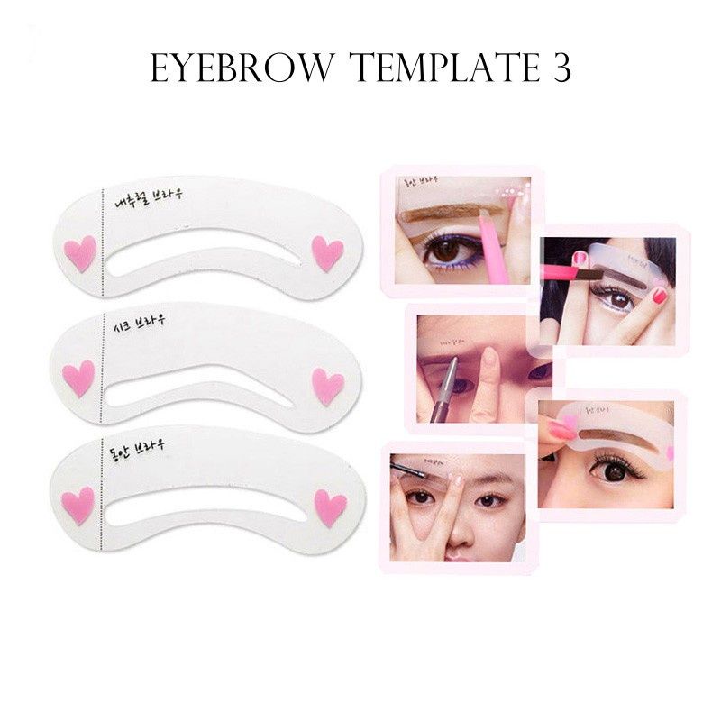 Cetakan Alis 3 IN 1 Mini Eyebrow Template Kit 3in1 Pencetak Alis 3 Bentuk Alis Mini Brow Class Cetakan Alis