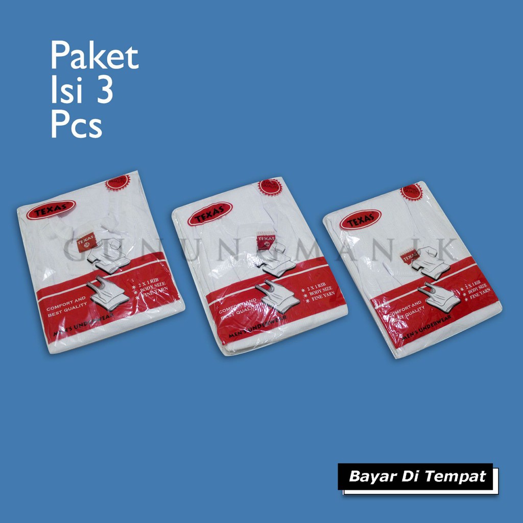 singlet texas pria dewasa paket hemat isi 3 pcs bahan katun lembut termurah