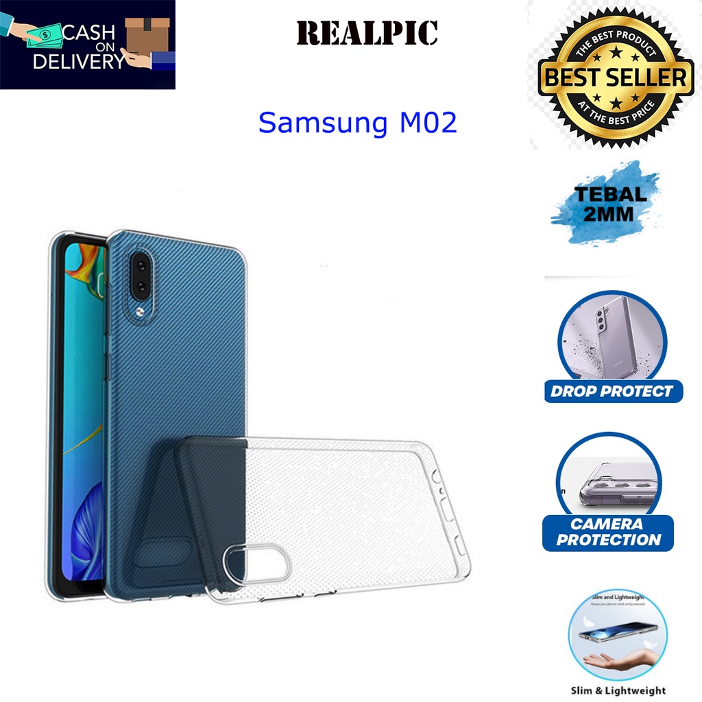 Case Samsung Galaxy M02 Casing Clear HD KETEBALAN 2MM BENING TRANSPARAN TPU Premium Softcase