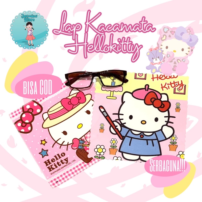 Kain Lap Kacamata Karakter Susun Hellokitty Bahan Satin/Lap Kacamata Sanrio Characters Hellokitty/Kain Lap Kacamata Layar HP Hello Kitty