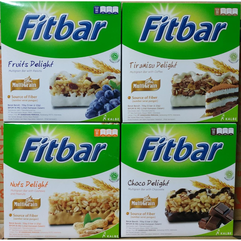 FITBAR MULTIGRAIN Nuts Fruits Chocolate Tiramisu Delight SNACK KALBE