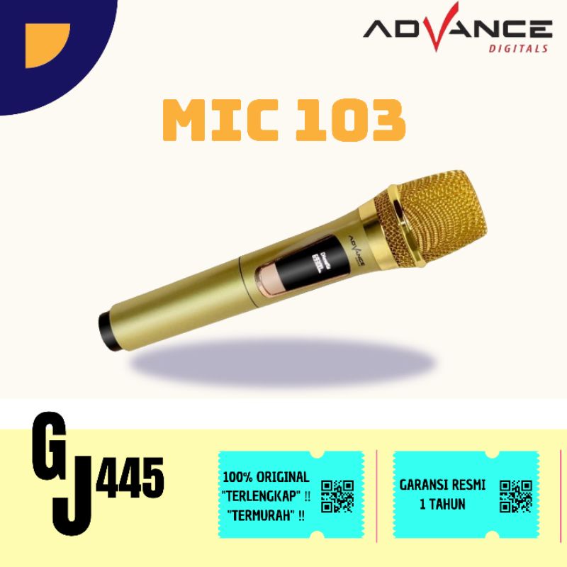 Advance Mic103 Microphone Profesional Mic Wireless Gold Bisa di Charger / Garansi 1 tahun