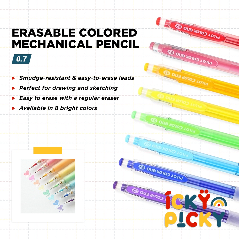 

[ickypicky] Pilot Color Eno Pensil Sketsa Mekanik Warna Mudah Dihapus 0.7 mm | Erasable Colored Mechanical Pencil