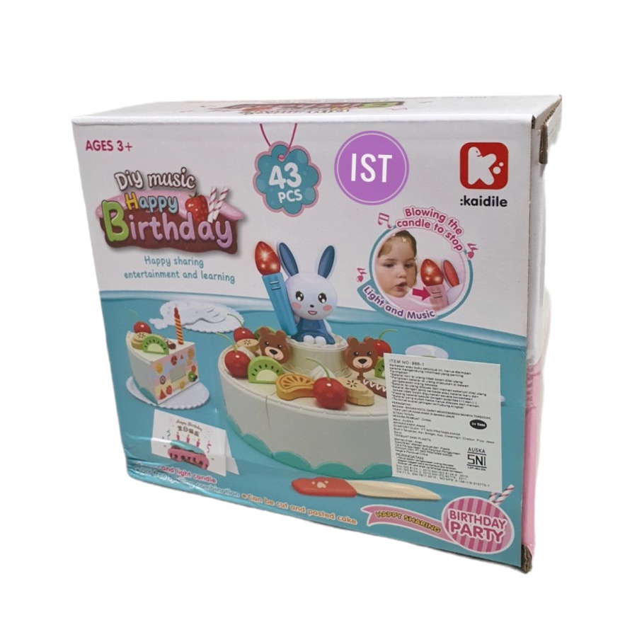 MWN Mainan DIY Music Happy Birthday Kue Ulang tahun 43 pcs 986-1